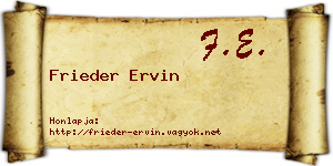 Frieder Ervin névjegykártya